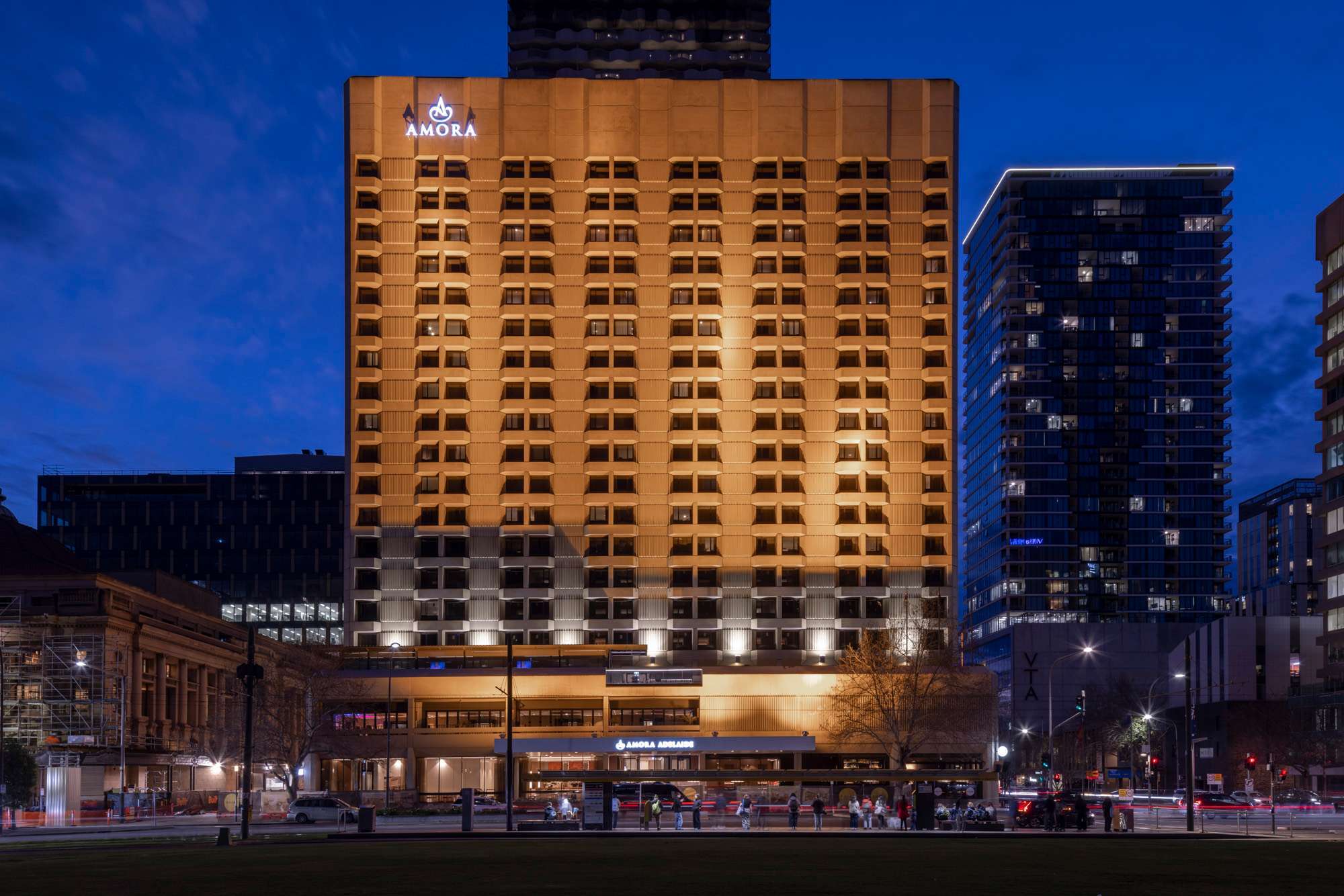 hotel building signage for Amora Hotels